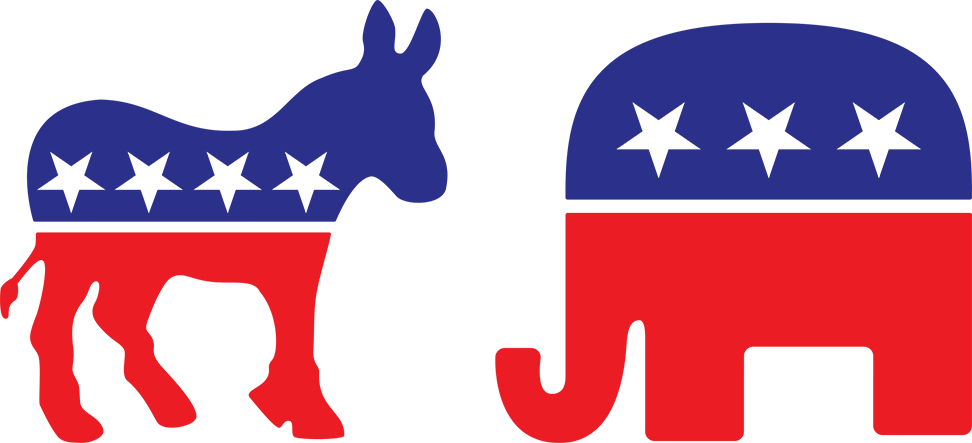 Democrat donkey and republican elephant image